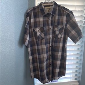 Men’s Coastal blue and brown button up